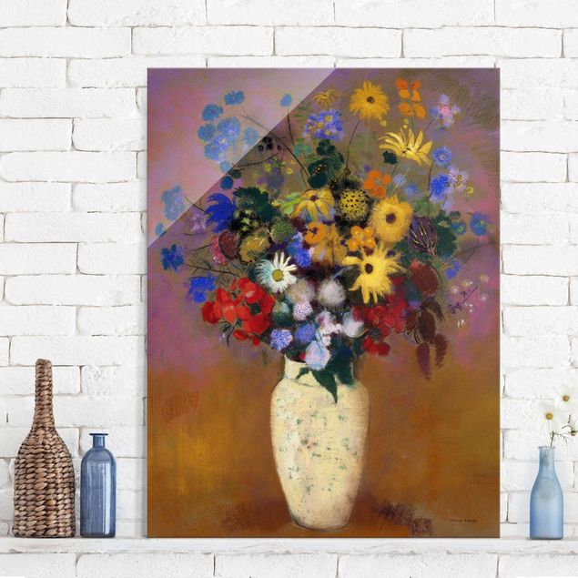 Déco mur cuisine Odilon Redon - Vase blanc avec des fleurs