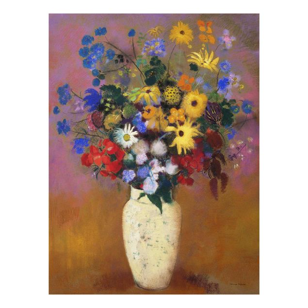 tableaux floraux Odilon Redon - Vase blanc avec des fleurs