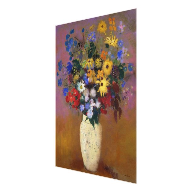 Tableau multicolor Odilon Redon - Vase blanc avec des fleurs