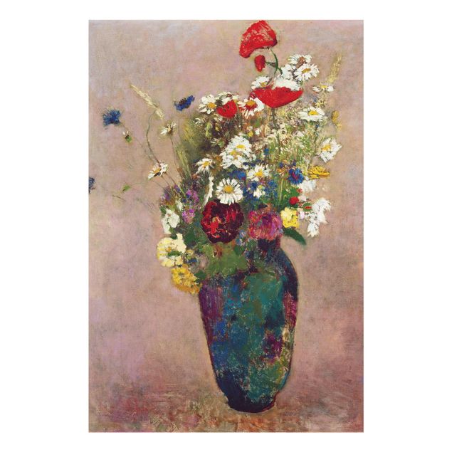 Tableaux en verre fleurs Odilon Redon - Vase à fleurs avec des coquelicots