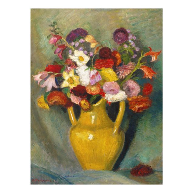 Tableau moderne Otto Modersohn - Bouquet coloré dans une cruche en argile jaune