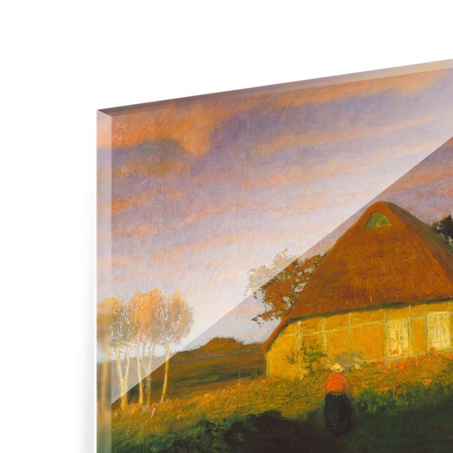 Tableau reproduction Otto Modersohn - Chalet de la lande au soleil du soir