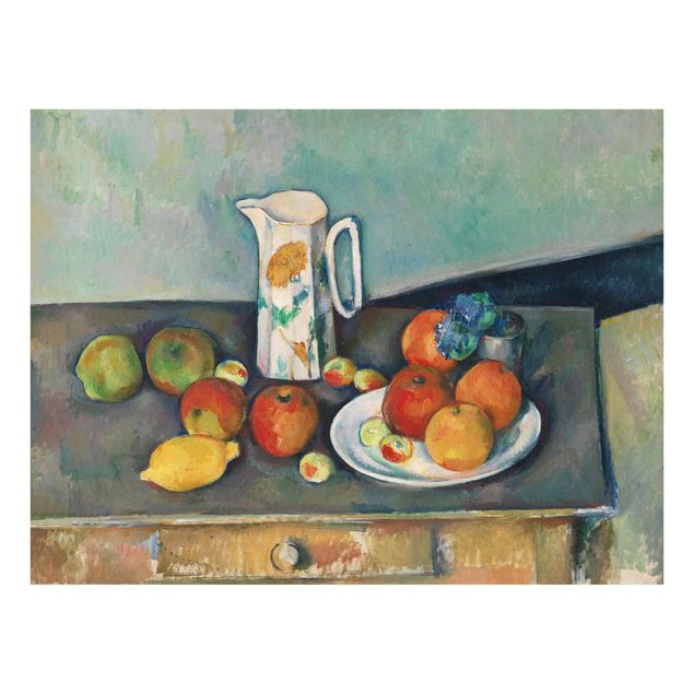 Tableau moderne Paul Cézanne - Nature morte, rideau de fleurs et fruits