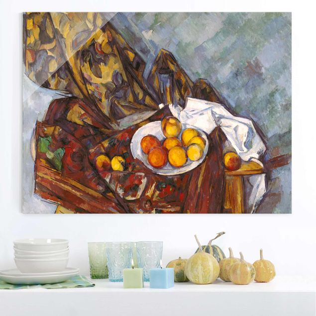 Déco murale cuisine Paul Cézanne - Nature morte, rideau de fleurs et fruits