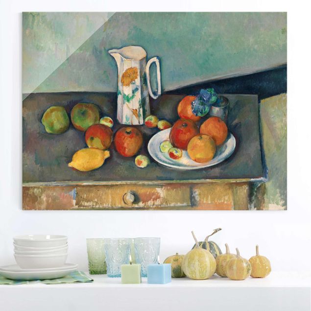 Déco murale cuisine Paul Cézanne - Nature morte avec un pot à lait et des fruits