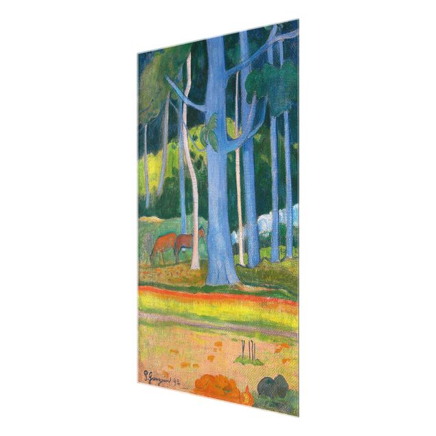 Tableaux modernes Paul Gauguin - Paysage avec des troncs d'arbres bleus