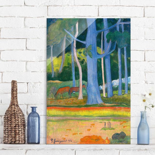 Décorations cuisine Paul Gauguin - Paysage avec des troncs d'arbres bleus