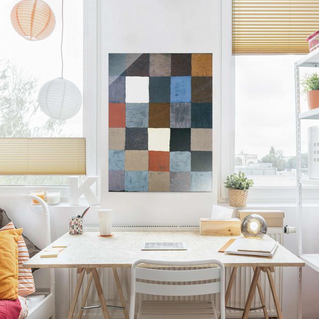 Tableaux en verre abstraits Paul Klee - Tableau des couleurs (sur gris)