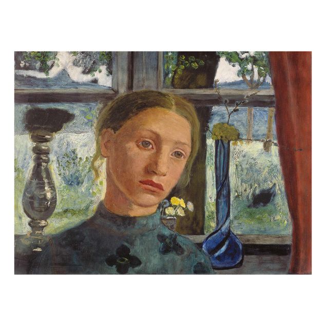 Tableau portrait Paula Modersohn-Becker - Tête de fille devant une fenêtre