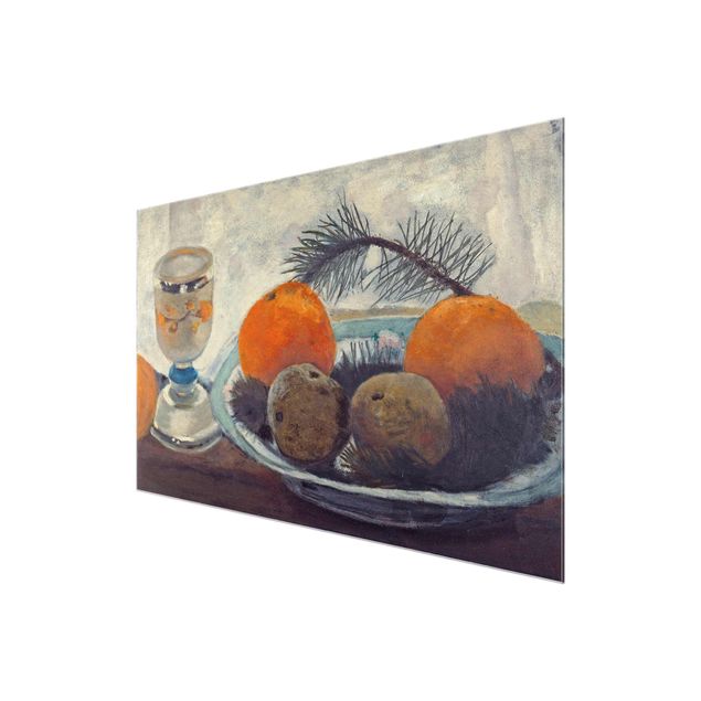 Tableau reproduction Paula Modersohn-Becker - Nature morte avec une tasse en verre dépoli, des pommes et une branche de pin