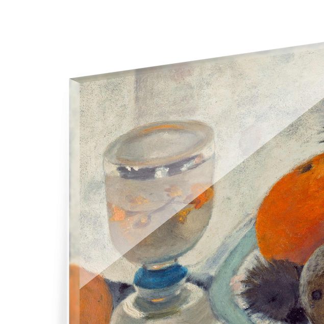 Paula Becker tableaux Paula Modersohn-Becker - Nature morte avec une tasse en verre dépoli, des pommes et une branche de pin