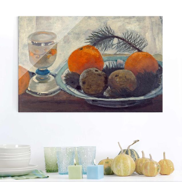 Décorations cuisine Paula Modersohn-Becker - Nature morte avec une tasse en verre dépoli, des pommes et une branche de pin