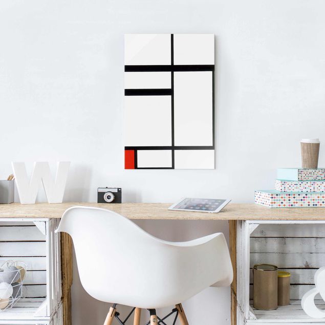 Décoration artistique Piet Mondrian - Composition avec rouge, noir et blanc