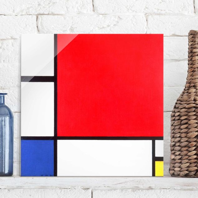 Déco murale cuisine Piet Mondrian - Composition avec rouge, bleu et jaune
