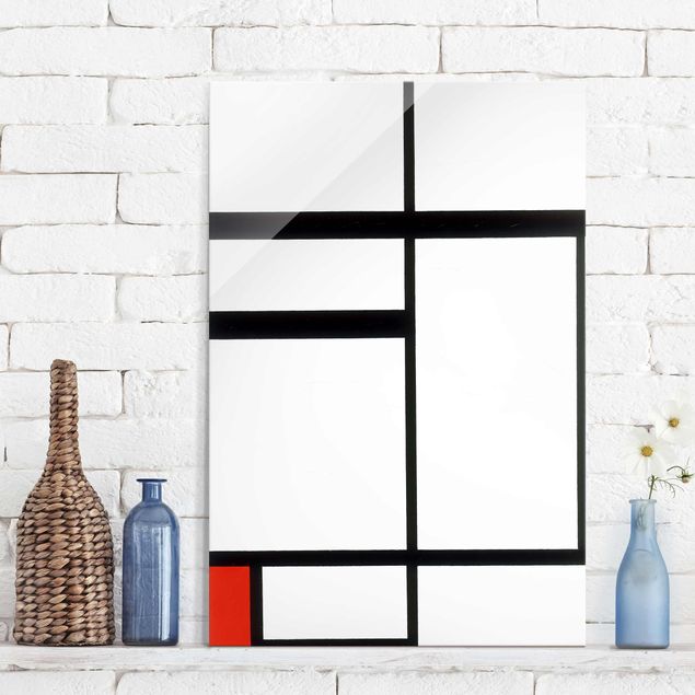 Déco mur cuisine Piet Mondrian - Composition avec rouge, noir et blanc