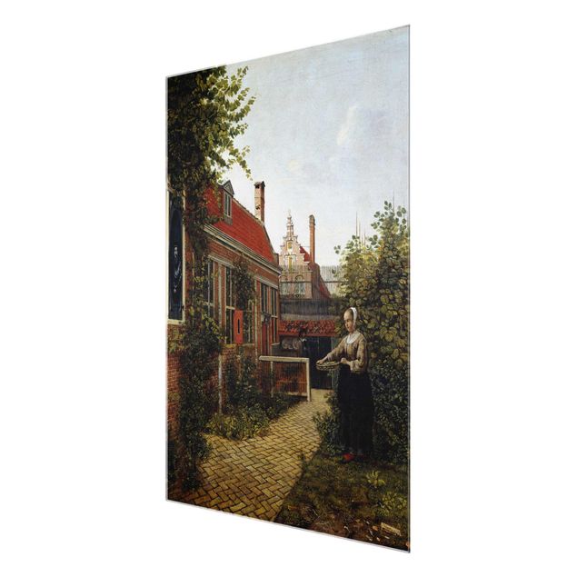 Tableaux muraux Pieter de Hooch - Femme avec un panier de haricots dans le potager