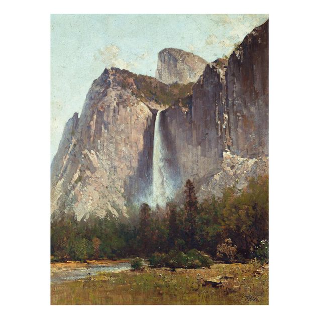 Tableau verre montagne Thomas Hill - Chutes de Bridal Veil - Vallée de Yosemite