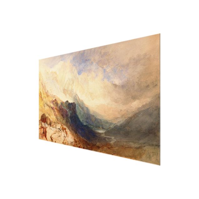 Tableau verre montagne William Turner - Vue le long d'une vallée alpine, peut-être le Val d'Aoste