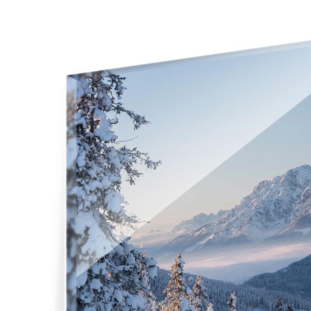 Tableau en verre paysage Montagnes Leogang Autriche