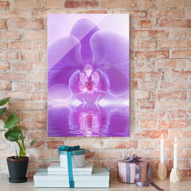 Déco mur cuisine Orchidée violette sur l'eau