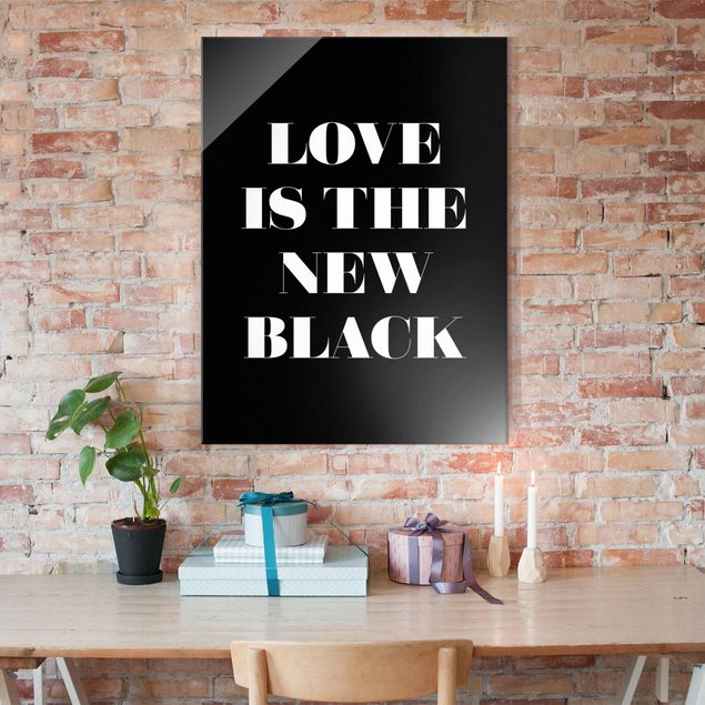 Tableaux en verre noir et blanc Love Is The New Black