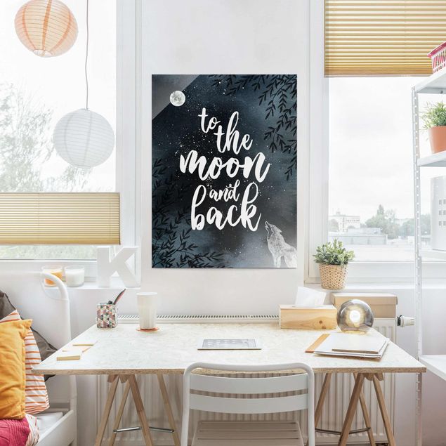 Tableaux en verre citations Love You To The Moon And Back