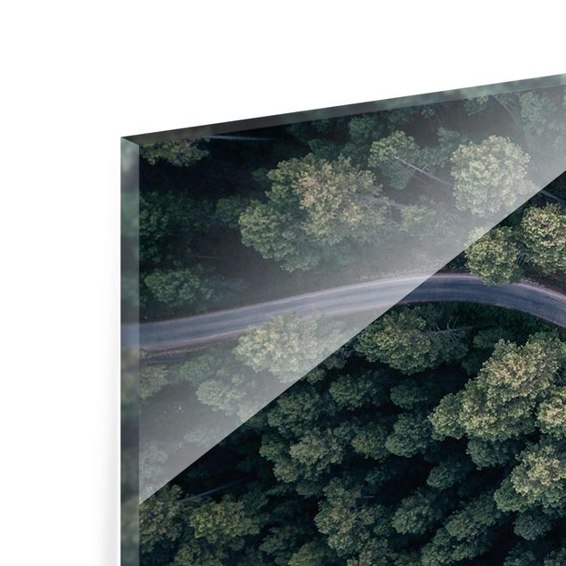 Tableaux verts Vue aérienne - Route forestière vue d'en haut