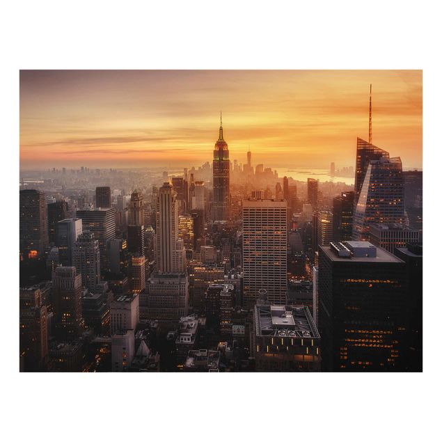 Tableau moderne Silhouette urbaine de Manhattan le soir