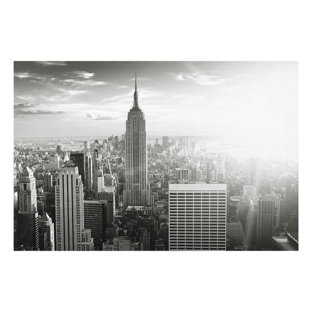 Tableaux en verre noir et blanc Manhattan Skyline