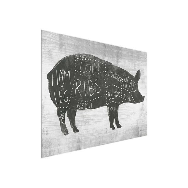 Tableaux noir et blanc Planche de boucherie - Porc
