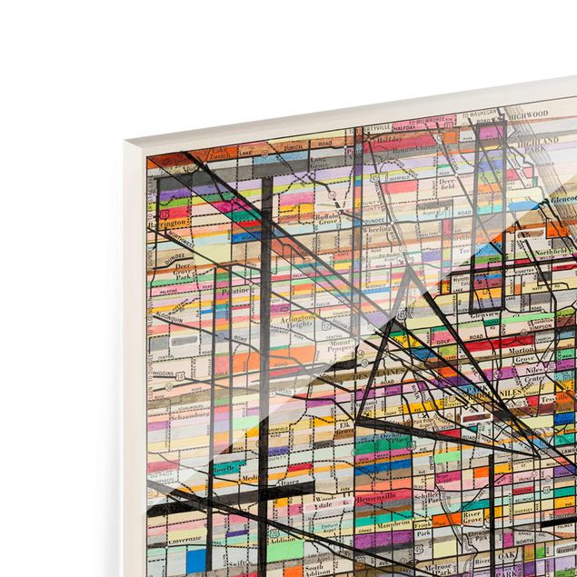 Tableaux en verre magnétique Carte moderne de Chicago