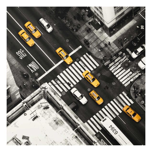 Tableaux en verre noir et blanc Taxis de la ville de New York