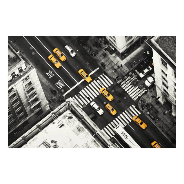 Tableaux en verre noir et blanc Taxis de la ville de New York