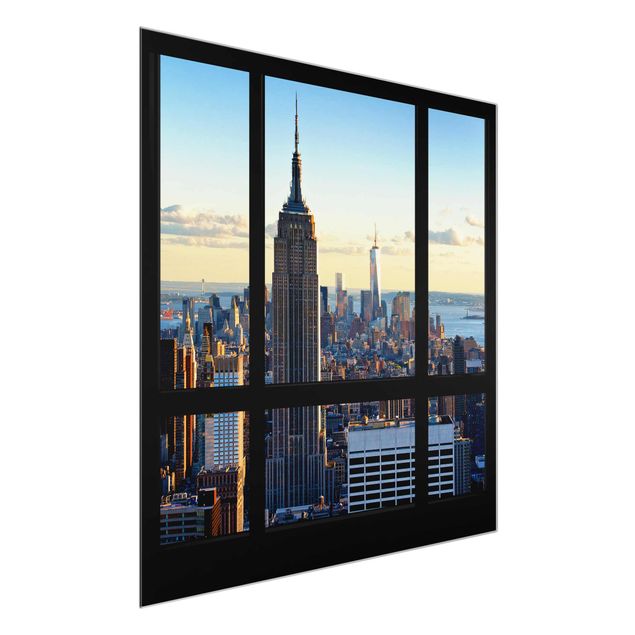 Tableaux en verre architecture & skyline Fenêtre de New York Vue de l'Empire State Building