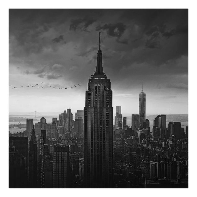 Tableaux en verre noir et blanc Vue de New York Rockefeller
