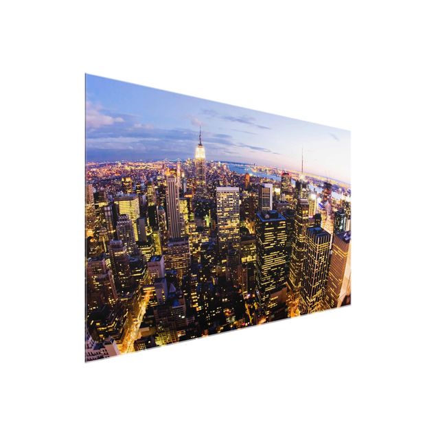 Tableaux en verre architecture & skyline New York Skyline At Night