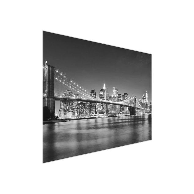 Tableaux en verre architecture & skyline Pont de Manhattan la nuit II