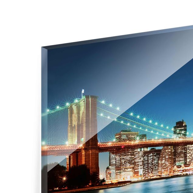 Tableaux en verre magnétique Pont de Manhattan la nuit