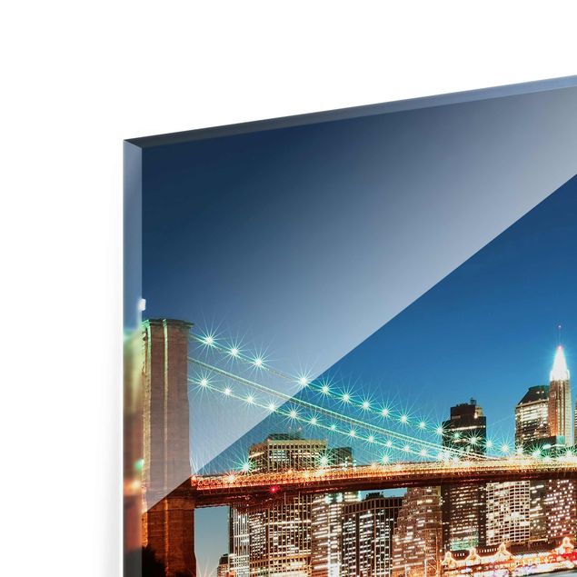 Tableaux en verre magnétique Pont de Manhattan la nuit