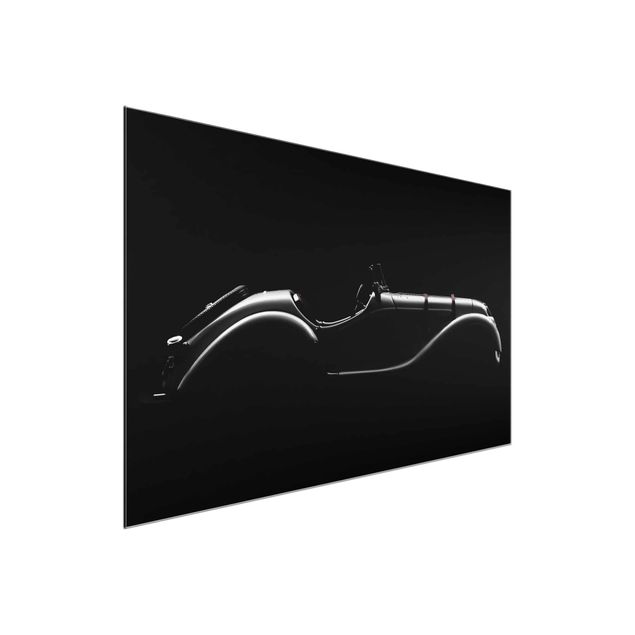 Tableaux en verre noir et blanc Silhouette de voiture vintage
