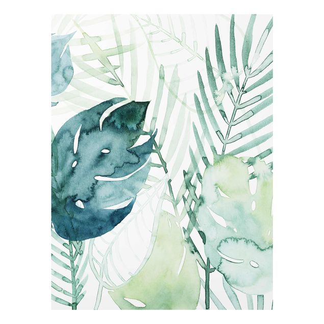 Tableau vert Feuilles de palmier à l'aquarelle I