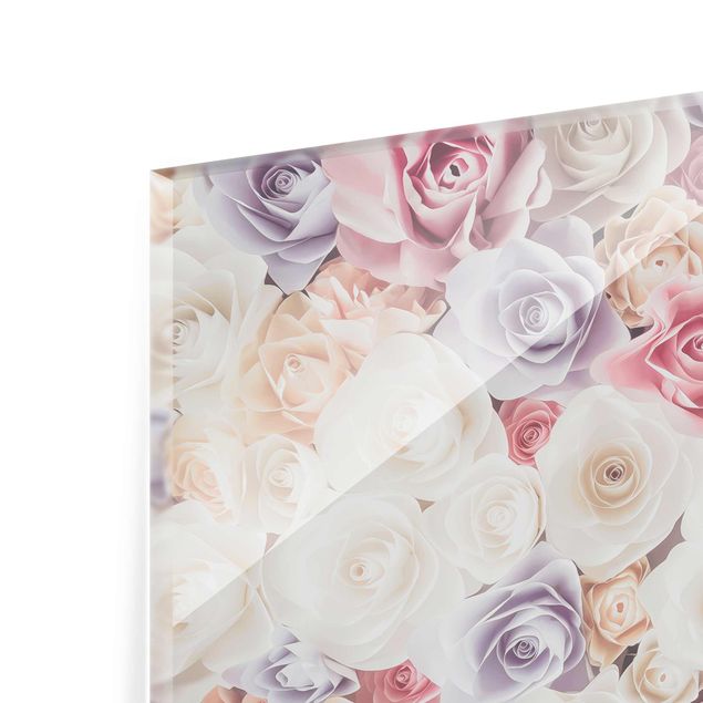 Tableau en verre - Pastel Paper Art Roses