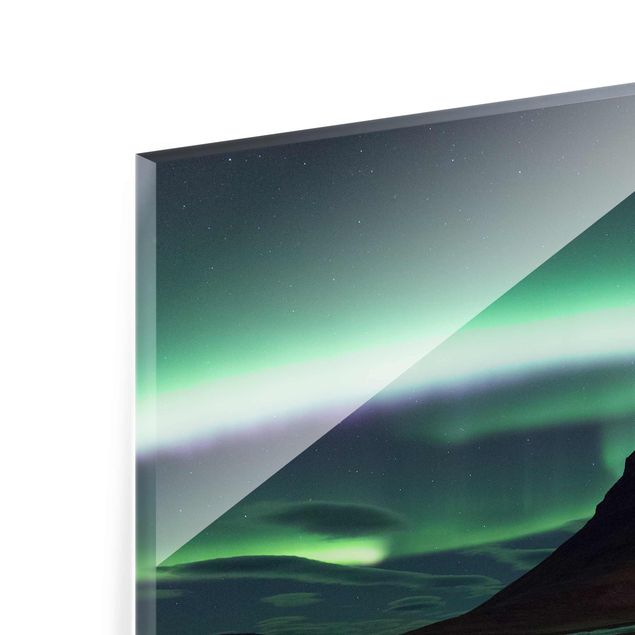 Tableau en verre paysage Aurores boréales en Islande