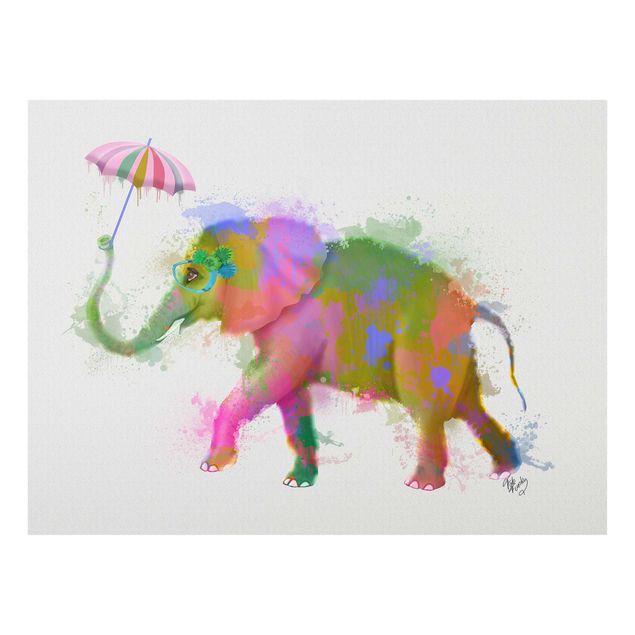 Tableau verre animaux Taches arc-en-ciel Elephant