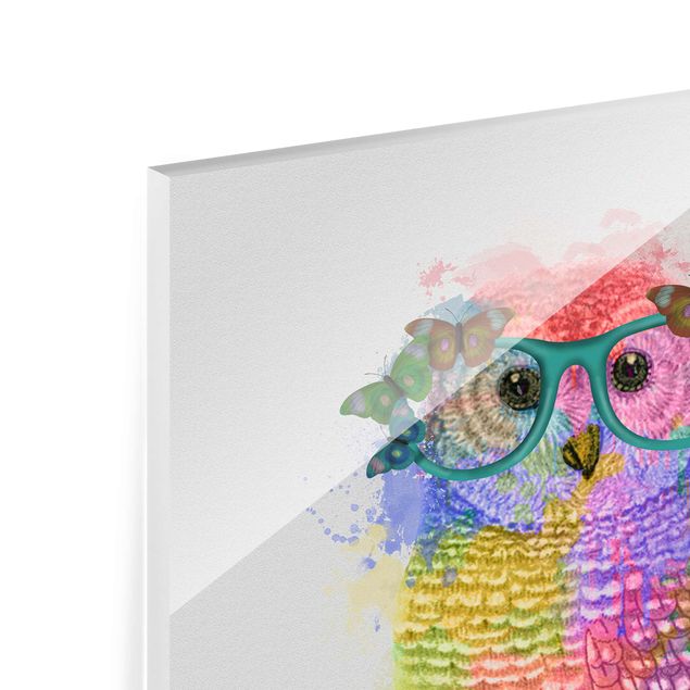 Tableau en verre - Rainbow Splash Owl