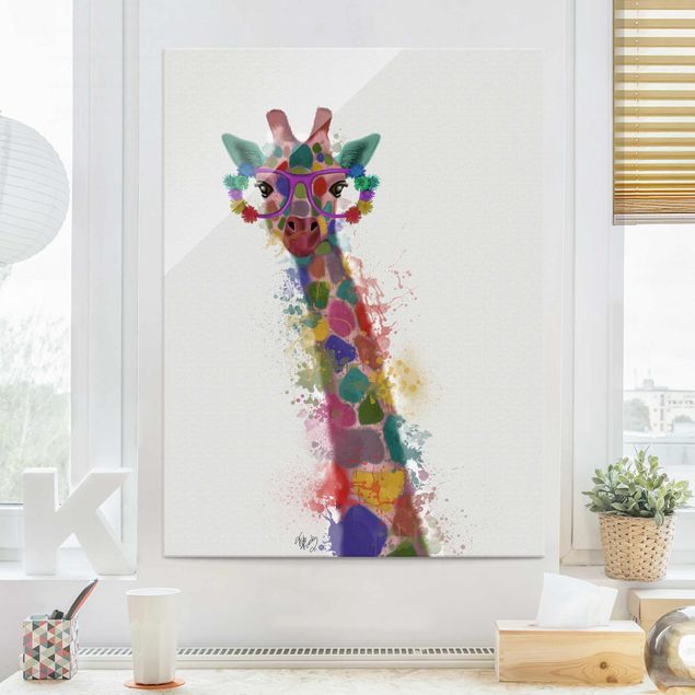 Tableau girafes Taches arc-en-ciel Trio de Girafe