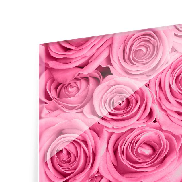 Tableau en verre - Pink Roses