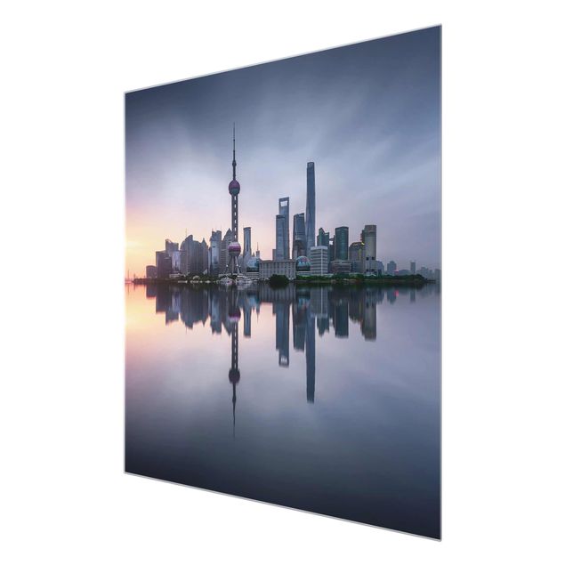 Tableaux muraux Silhouette urbaine de Shanghai le matin