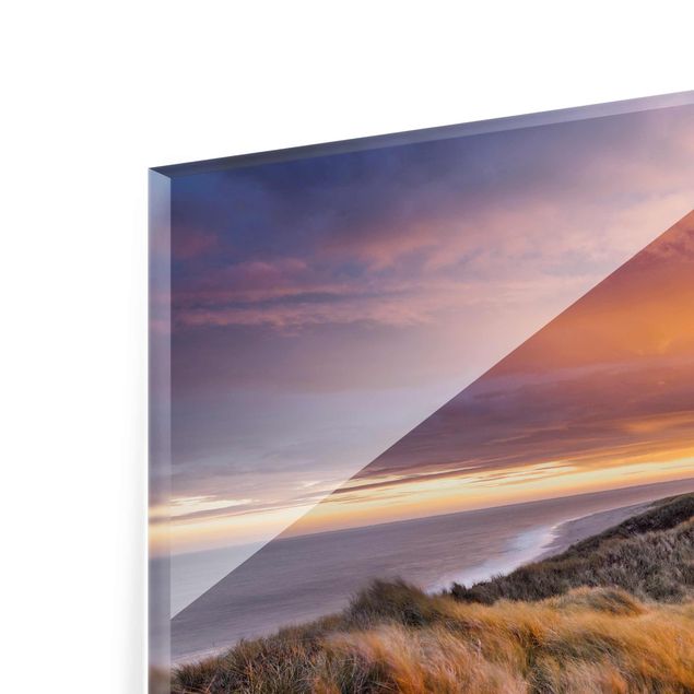 Tableau verre paysage Lever de soleil sur la plage de Sylt