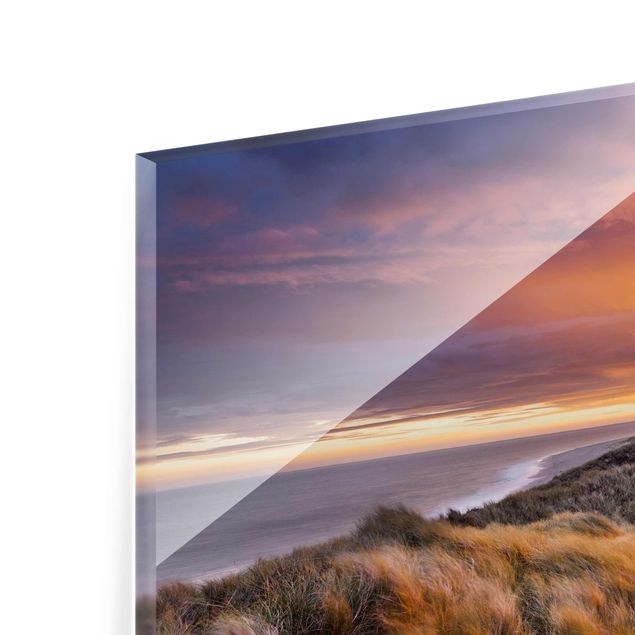 Tableau verre paysage Lever de soleil sur la plage de Sylt